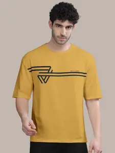 BULLMER Abstract Printed Round Neck Oversized Cotton T-shirt