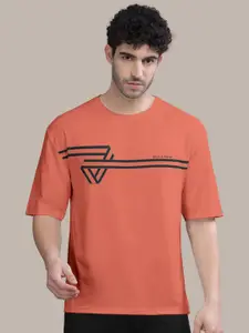 BULLMER Abstract Printed Round Neck Oversized Cotton T-shirt