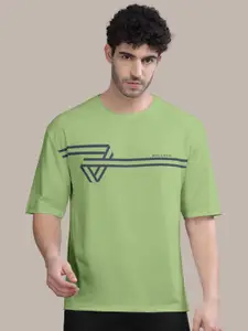 BULLMER Stripped Round Neck Oversized Cotton T-shirt