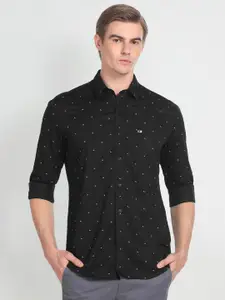 Arrow Micro Ditsy Printed Spread Collar Pure Cotton Slim Fit Casual Shirt