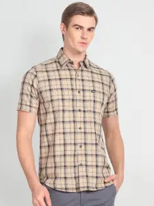 Arrow Sport Tartan Checked Regular Fit Spread Collar Opaque Cotton Casual Shirt