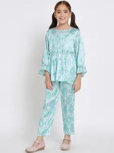 Readiprint Fashions Girls Printed Satin Top with Trousers