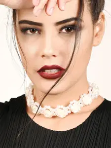 ODETTE Silver-Plated Beaded Choker Necklace