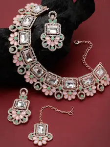Sukkhi Rose-Gold Plated AD Stone-Studded Necklace Jewellery Set