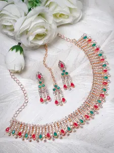 Sukkhi Gold-Plated Kundan & AD Studded Necklace Jewellery Set