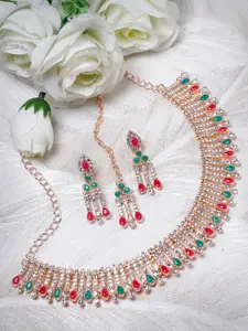 Sukkhi Gold-Plated Kundan & AD Studded Necklace Jewellery Set