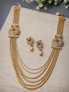 Sukkhi Gold-Plated Kundan Studded Multistring Necklace Jewellery Set