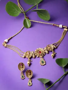 Sukkhi Gold-Plated Peacock Copper Choker Necklace  Jewellery Set