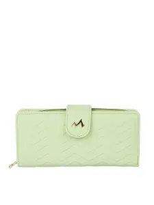 Metro Women Geometric Textured Cut Work PU Three Fold Wallet