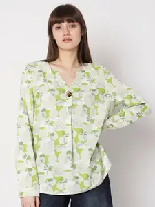 Vero Moda Floral Printed V-Neck Cuffed Sleeve Top