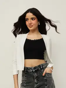 Espresso Off-White Solid Open Front Shrug