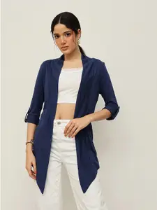 Espresso Navy Blue Solid Open Front Shrug