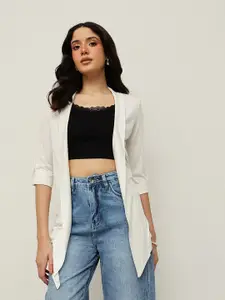 Espresso Off-White Solid Open Front Shrug