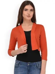 Espresso Orange Solid Open Front Shrug