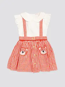 H By Hamleys Infants Girls Peter Pan Collar Top & Checked Pinafore