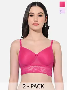 FIMS Pack Of 2 Lightly Padded Seamless Full Coverage Everyday Bra With All Day Comfort