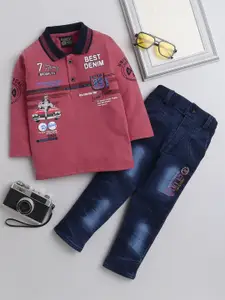 DKGF FASHION Boys Printed T-shirt with Trousers