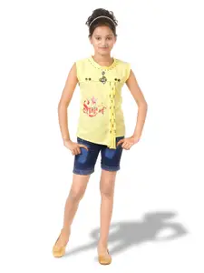 BAESD Girls Printed Top With Shorts