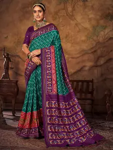 Saree mall Ethnic Motifs Printed Silk Blend Patola Sarees