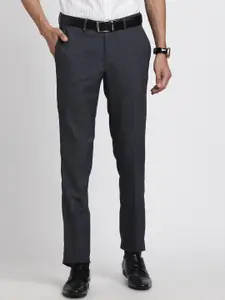 Turtle Men Checked Tailored Slim Fit Formal Trousers