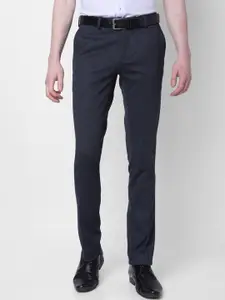 J Hampstead Men Textured Slim Fit Formal Trousers