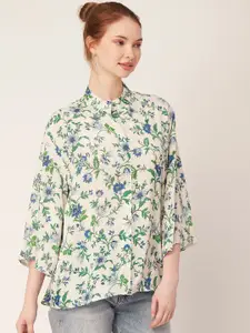 Moomaya Classic floral Printed Shirt Style Modal Top