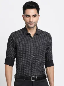 Turtle Micro Ditsy Printed Modern Slim Fit Opaque Lyocell Formal Shirt
