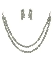 RATNAVALI JEWELS Silver-plated CZ-studded Necklace & Earrings