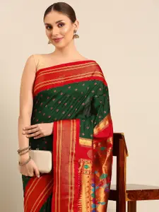 Varkala Silk Sarees Ethnic Motifs Zari Silk Blend Handloom Paithani Saree