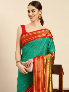 Varkala Silk Sarees Ethnic Motifs Zari Silk Blend Handloom Paithani Saree