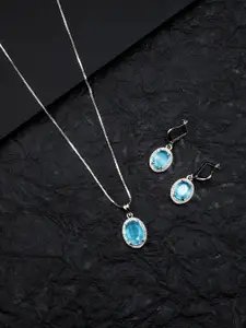 StileAdda Stylish AD Rhodium Plated Pendant Set