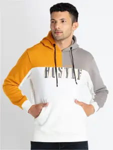 Status Quo Typography Colourblocked Cotton Hooded Sweatshirt
