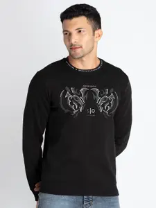 Status Quo Men Black Printed Sweatshirt