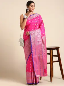 SGF11 Ethnic Motifs Woven Design Zari Pure Silk Kanjeevaram Saree