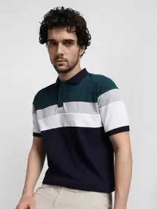 Dennis Lingo Striped Polo Collar Pure Cotton Slim Fit T-shirt