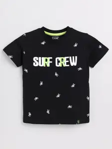 Ginie Boys Typography Printed Cotton T-Shirt