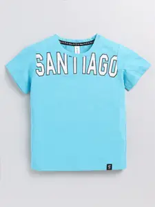 Ginie Boys Typography Printed Cotton T-shirt