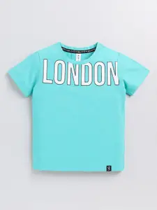 Ginie Boys Typography Printed Cotton T-Shirt