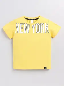 Ginie Boys Typography Printed Cotton T-shirt