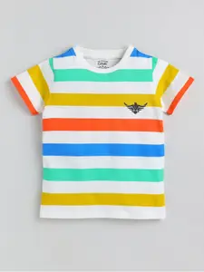 Ginie Boys Striped Round Neck Cotton T-shirt