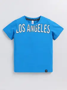 Ginie Boys Typography Printed Cotton T-shirt