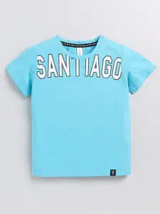 Ginie Boys Typography Printed Cotton T-shirt