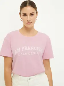 DOROTHY PERKINS San Francisco Printed Longline Drop-Shoulder Sleeves Pure Cotton T-shirt