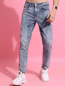 HIGHLANDER Men Mid-Rise Tapered Fit Low Distress Heavy Fade Stretchable Jeans