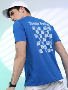 HIGHLANDER Blue Typography Printed  Relaxed Fit T-shirt