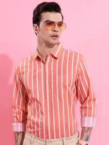 HIGHLANDER Slim Fit Opaque Striped Casual Shirt