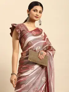 Mitera Embellished Stones-Studded Pure Chiffon Saree