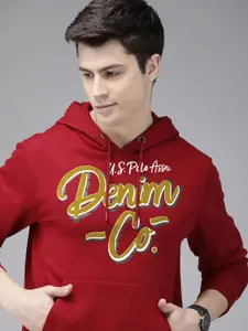 U.S. Polo Assn. Denim Co. Brand Logo Printed Hooded Casual Sweatshirt