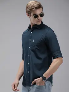 U.S. Polo Assn. Pure Cotton Tailored Fit Solid Casual Shirt