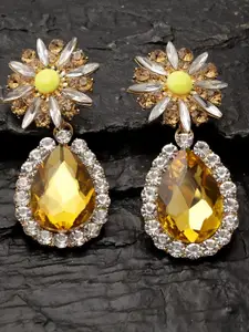 AVANT-GARDE PARIS Gold-Plated Rhinestone-Studded Teardrop Shaped Drop Earrings